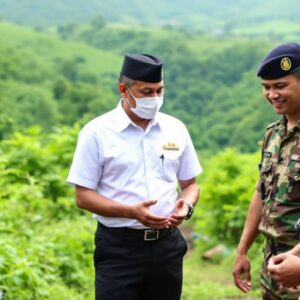 Pejabat pemerintah berinteraksi dengan personel Kodim 0415 Jambi.